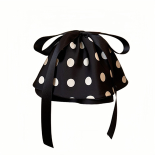 韩版时尚波点缎面蝴蝶结裙摆发夹百搭束发优雅气质抓夹半扎发发饰