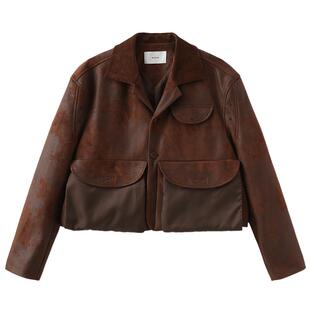 程潇 赵磊同款-8ON8 秋冬男女同款绒面复古夹克短外套气质高级感