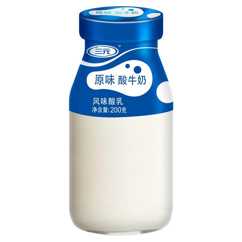 【北京日配到家】三元原味酸奶低温酸奶玻璃瓶装200g/瓶
