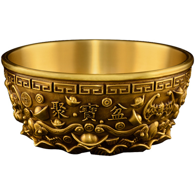黄铜聚宝盆摆件招客厅2025年沈万三八方来财聚宝盆财位办公室大号