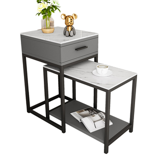 轻奢岩板边几沙发边柜客厅侧边移动小茶几茶水柜网红高级感角几桌