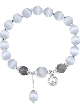 阿吉豆手链女款月光石时尚串珠