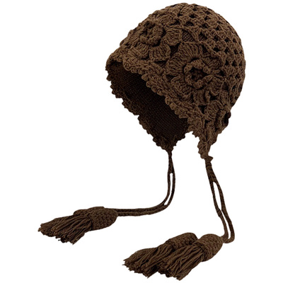 民族风流苏针织包头帽子女大头围