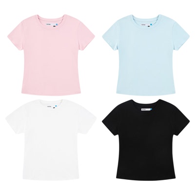 WAEMTREES 支线TreesBasic女款罗纹面料短袖T恤夏季（修身版型）