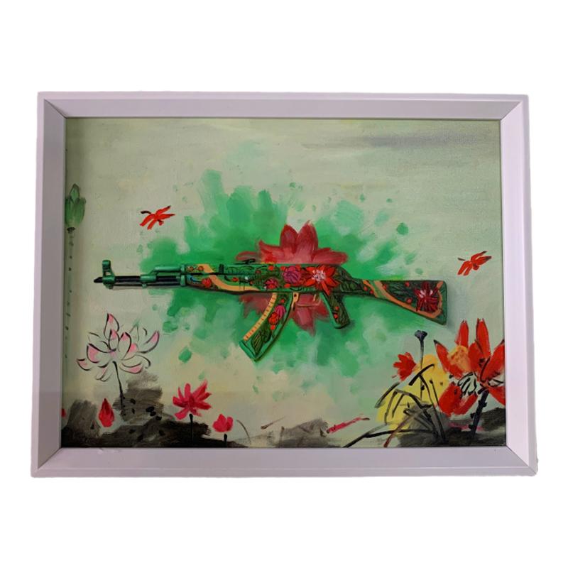 csgo油画周边野荷装饰品手绘电竞房卧室客厅挂画游戏武器皮肤热爱