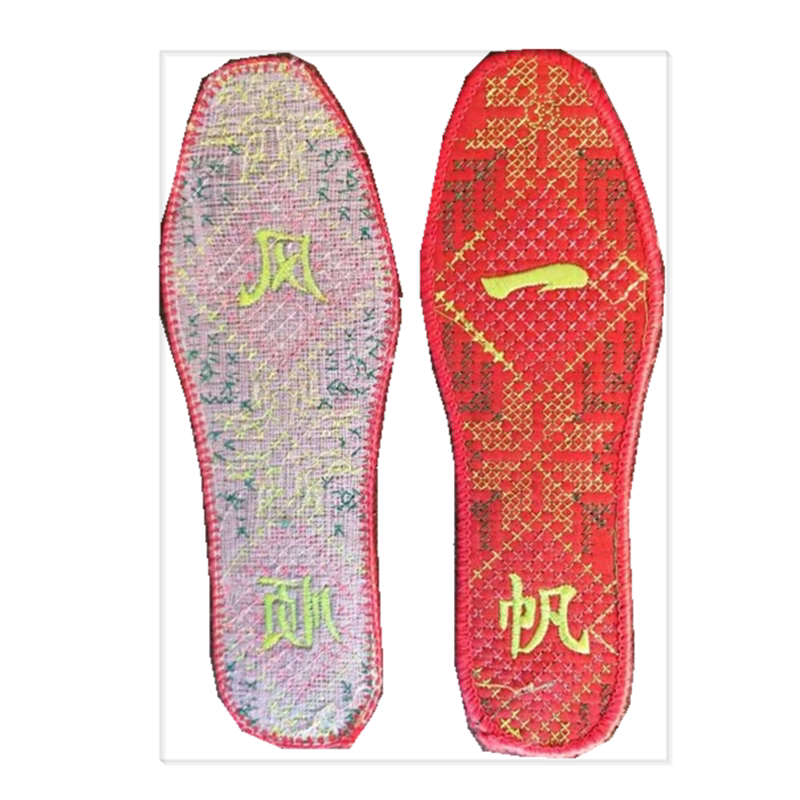 红鞋垫红绣花十字绣鞋垫男女绣花除臭婚庆机器刺绣成品红色鞋垫