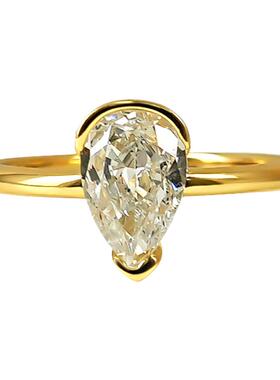 日韩轻奢水滴925银碎冰切戒指