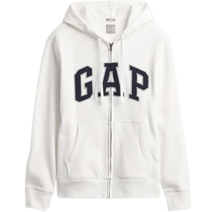 Gap男士徽标拉链连帽衫简约经典抽绳开衫秋季刺绣外套218871