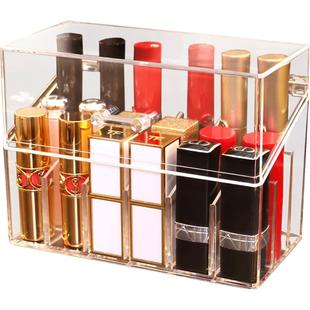口红收纳盒防尘ins网红少女心装化妆品的盒子多格带盖整理唇釉架