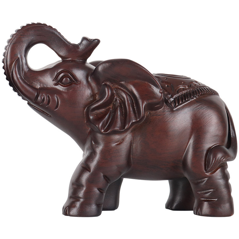 大象摆件一对木雕黑檀木实木木头小象客厅雕刻家居装饰木质工艺品