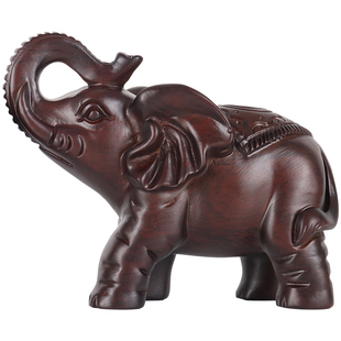 大象摆件一对木雕黑檀木实木木头小象客厅雕刻家居装饰木质工艺品