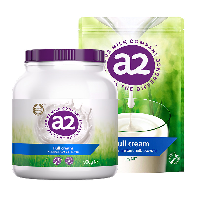 a2澳洲进口紫吨吨全家成人奶粉学生中老年全脂罐装900g+袋装1kg