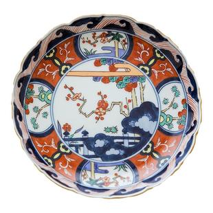 现货日本进口有田烧伊万里手绘松竹梅盘子菜盘圆盘餐具木盒礼品