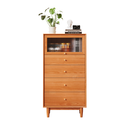 北欧实木黑胡桃五斗柜储物柜现代简约客厅日式沙发边柜卧室床尾柜