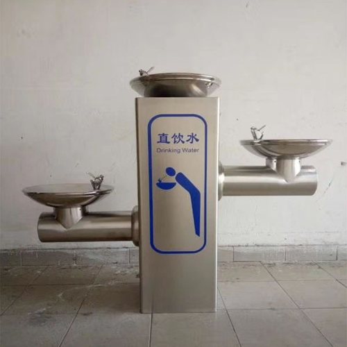 室外直饮水机 立柱高低盆按压出水龙头饮水台304不锈钢户外饮水机