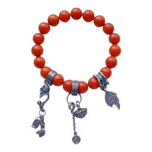 三七老银饰品配件蝴蝶喜上眉梢吉象花玉兰花跑环隔珠吊坠diy手链