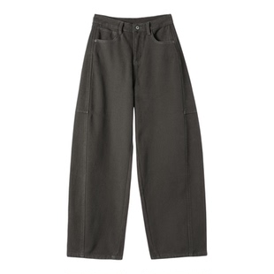 弯刀牛仔裤女秋冬新款高级高腰宽松垂感加绒加厚保暖镰刀阔腿裤子