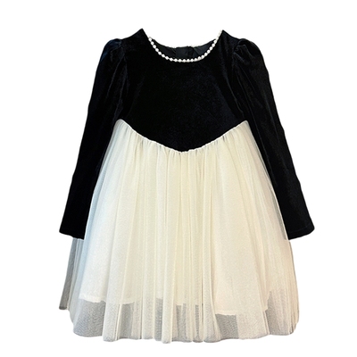 女童秋冬装时髦丝绒款公主连衣裙