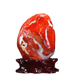 天然奇石鸡血石原石南非红碧玉中式客厅办公室靠山石红色石头摆件