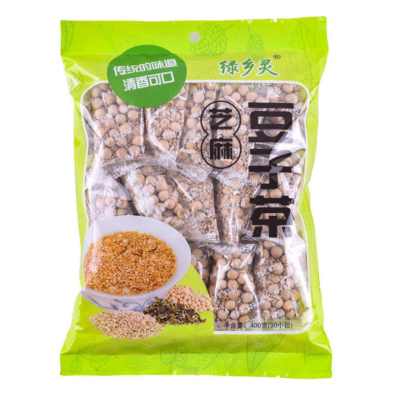 绿乡灵芝麻豆子姜盐茶400g*2袋 黄豆川豆湖南特产包邮 芝麻豆子茶