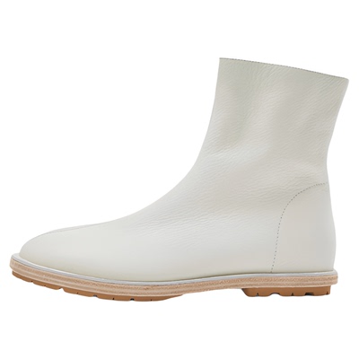 意大利mischa&vibram 白色鹿皮短靴女 24年新款 英伦风马丁靴短筒