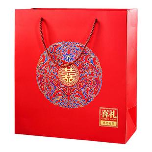 中国风礼品袋红色复古回礼袋超大号结婚手提袋糖果礼盒烟酒礼物袋