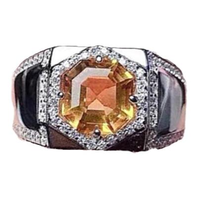 日韩甜美霸气黄水晶男女款戒指