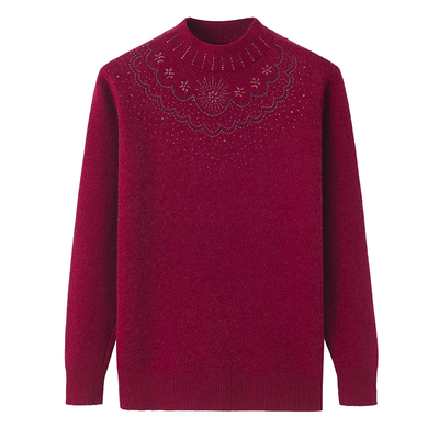 中年妈妈装冬季加厚加绒半高毛衣