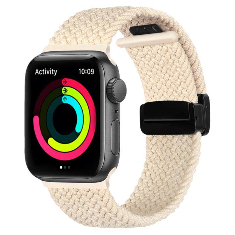 适用Apple Watch8ultra尼龙编织表带7se苹果手表6543金属磁吸弹力
