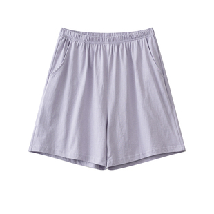 100%纯棉睡裤女夏季短裤薄款纯色宽松大裤衩全棉夏天家居裤可外穿