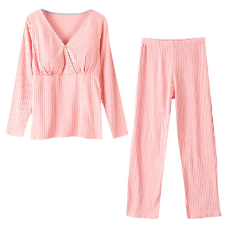 纯棉哺乳孕妇产后喂奶睡衣家居服