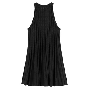 bash春季法式简约风纯色设计挂脖无袖圆领短款女装连衣裙1H25SINN