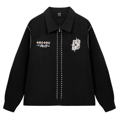 BIPOLAR民族风刺绣翻领夹克