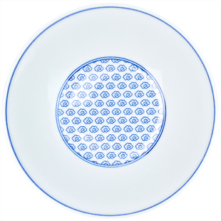 日本进口蓝绘18cm深盘青海波日式汤盘家用菜盘简约青花盘子现货