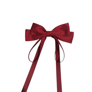 迪士尼在逃公主酒红色蝴蝶结头饰发卡少女高颅顶发夹儿童新年发饰