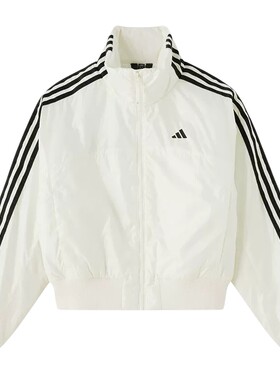 adidas阿迪达斯三条纹女棉服新款冬厚外套夹克白色保暖棉衣KW4745