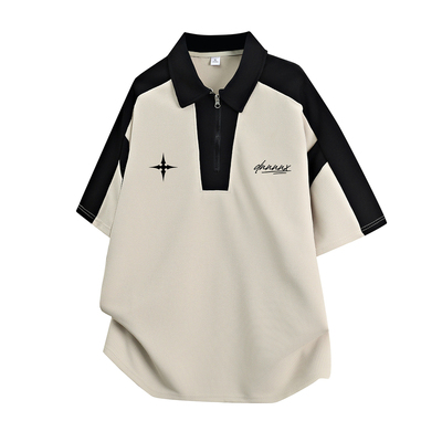 dnnnnx美式小众潮牌重磅宽松刺绣字母polo衫短袖T恤男女同款夏季