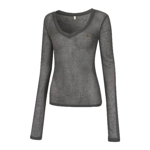 SMILE DDD修身罩衫美式辣妹慵懒网纱透视长袖跳舞爵士薄纱上衣