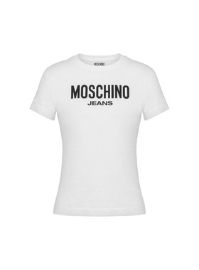 Moschino Jeans女士对比色印花棉质T恤圆领上衣