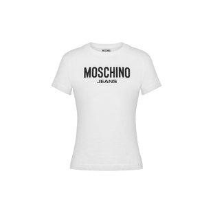 【礼物会员5折起】Moschino Jeans女士对比色印花棉质T恤圆领上衣