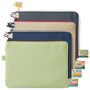 日本LIHIT LAB.喜利Cat's Daily可爱猫咪L型拉链袋卡包零钱袋笔袋票据袋证件袋A5文具收纳袋杂物袋