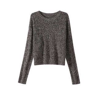 OSA欧莎圆领扭花针织衫女2025秋季新款宽松慵懒松弛感打底衫上衣