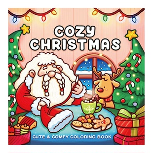 跨境TEMU现货圣诞涂色书青少年减压放松着色书儿童涂鸦填色画画本