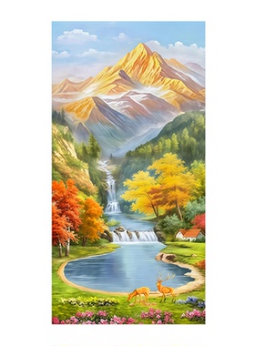 金山聚宝盆聚财山水画入户装饰画