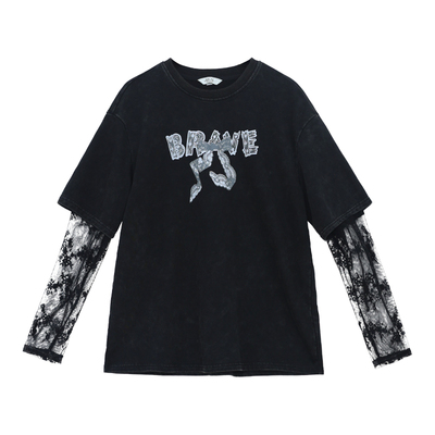 美式复古T恤高街做旧上衣女