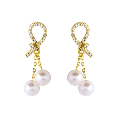 卡洛美法式满钻珍珠耳环气质高级感耳钉轻奢小巧精致耳饰2025新款