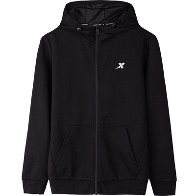 特步运动外套男秋冬款针织长袖休闲卫衣男士连帽拉链青少年运动服