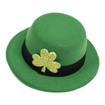 跨境 圣帕特里克节绿色帽子发卡三叶草礼帽装饰 爱尔兰节头饰