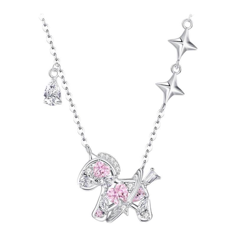 周大生小马纯银项链女高级感生肖马简约吊坠锁骨链生日礼物送女友