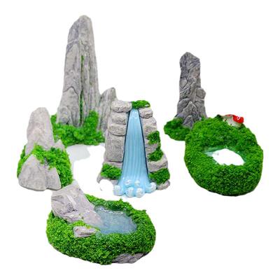 微景观摆件创意仿真假山水瀑布石头DIY沙盘盆栽造景饰品 桌面模型